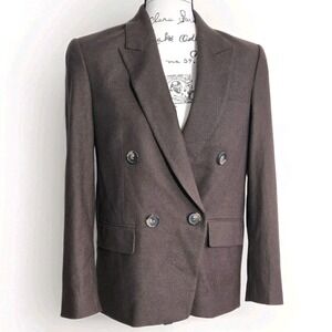 Vince Double Breasted Blazer Womens Sz 2 Wool Blend Quiet Luxury Classic‎ Lined
